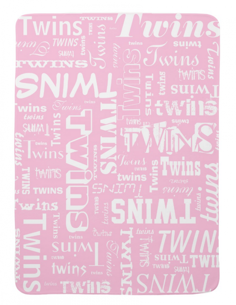 Pink Girl Twins Word Art Baby Blanket - Scrappin' Twins